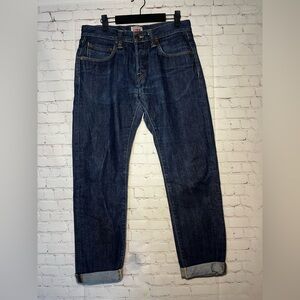 Edwin ED-55 Relaxed Tapered IJeans Mens 32x32 Dark Wash Denim Button Fly Casual